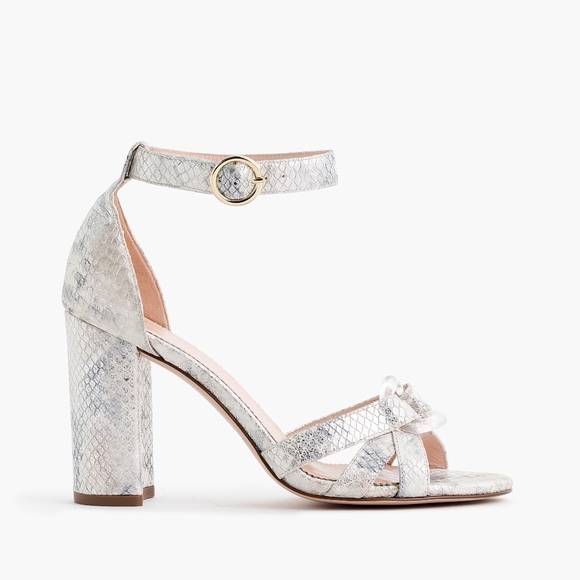 New JCREW Stella Heels Metallic Snakeskin Leather - Picture 2 of 7
